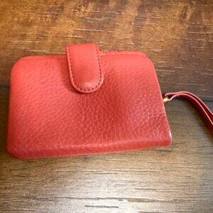 HOBO Leather Fern Bifold Wallet in Red Clay